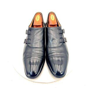 ET Wright Men Size 13AA 7945B Black Leather Double Monk Cap Toe Dress Shoes